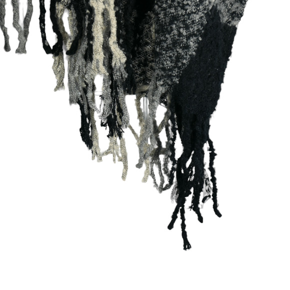 Woolrich Poncho Womens One Size Buffalo Plaid Sweater Fringe Cozy Layered Look - Picture 6 of 8